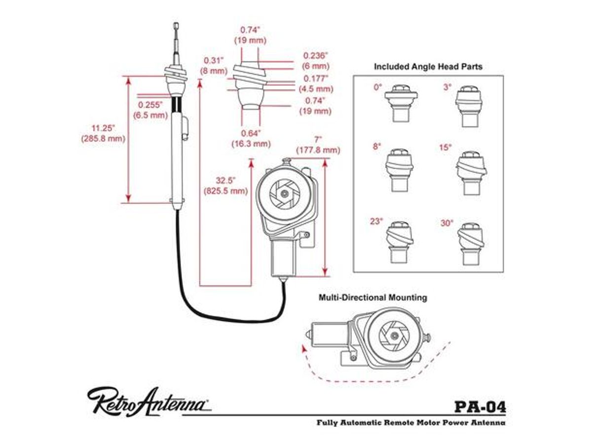 RetroSound PA04 motorisert teleskopantenne