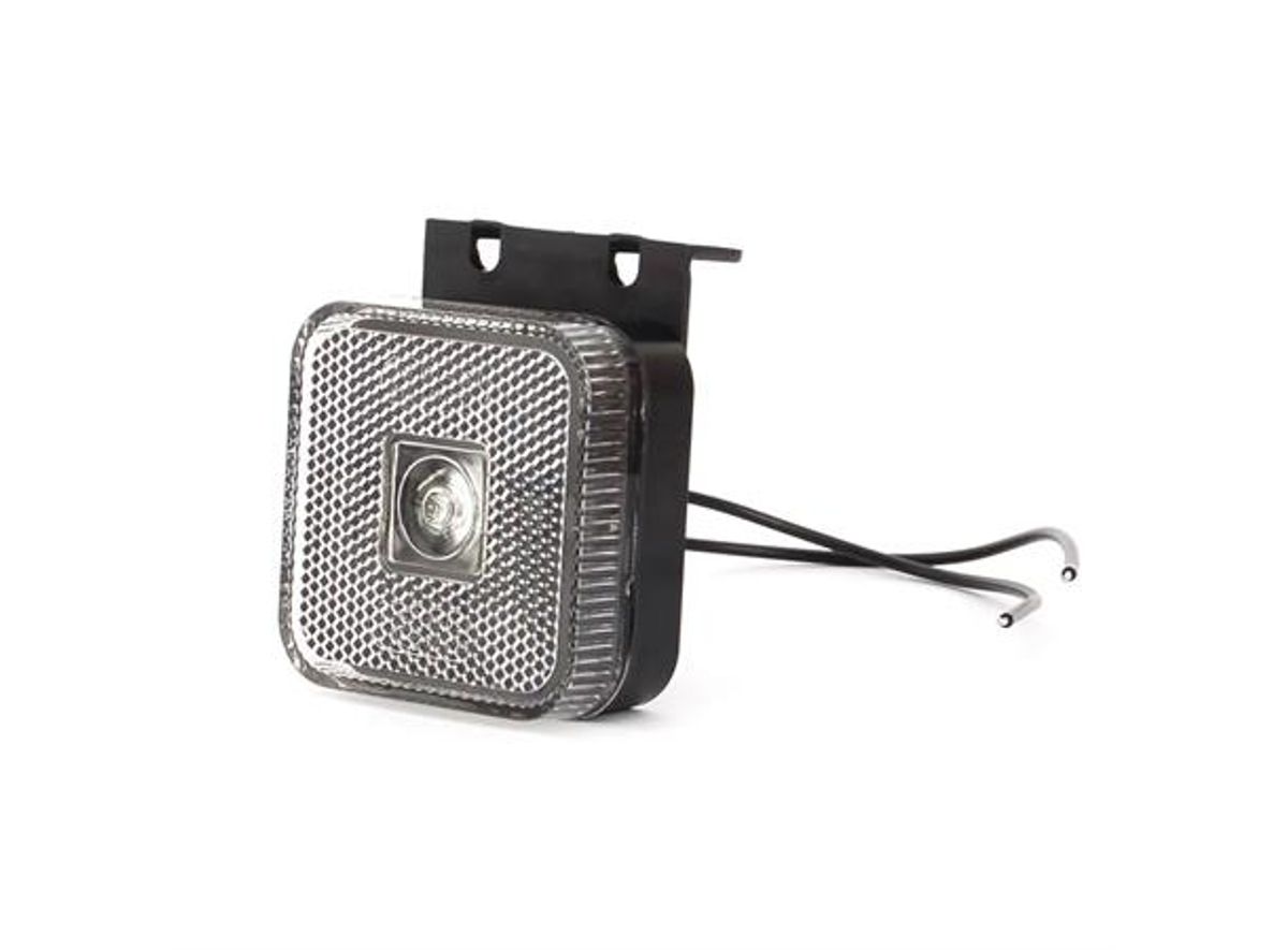 Strands Hvitt LED posisjonslys klart glass, vinkelfeste 12-24V