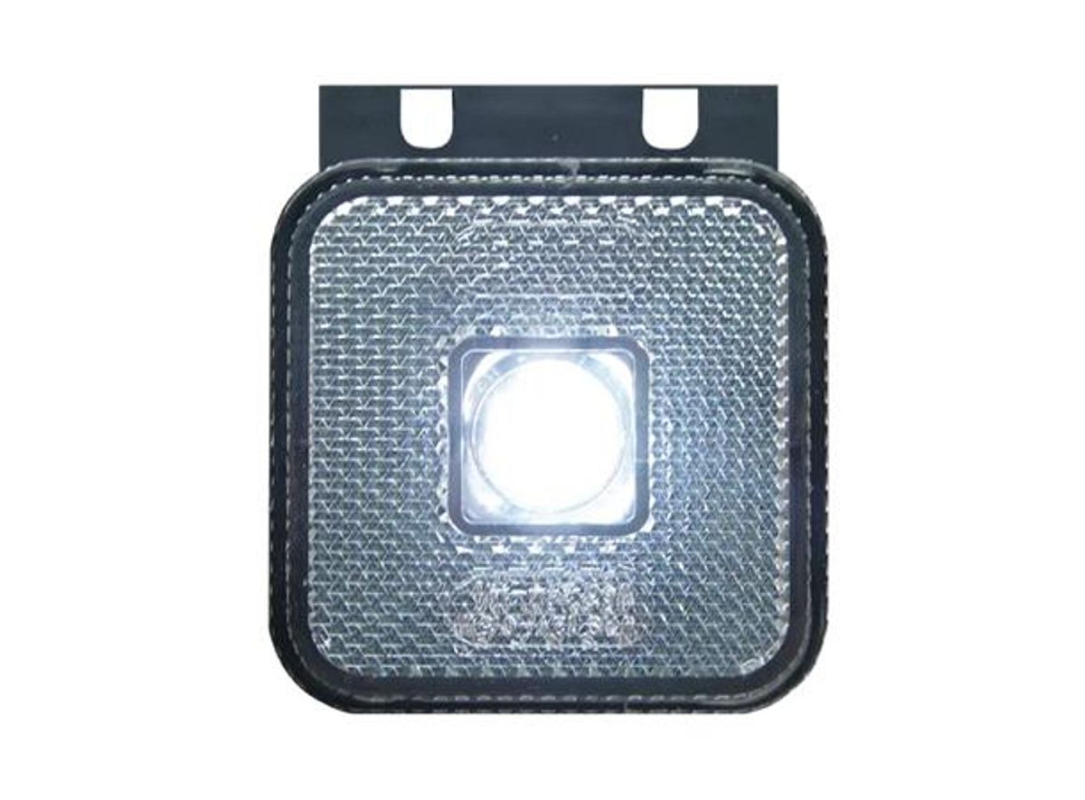 Strands Hvitt LED posisjonslys klart glass, vinkelfeste 12-24V