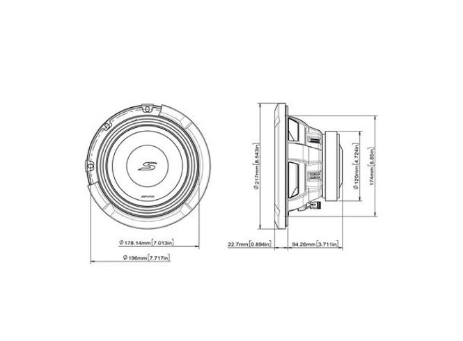 Hovedbilde Alpine S2-W8D2 8” subwoofer 2 Ohm DVC