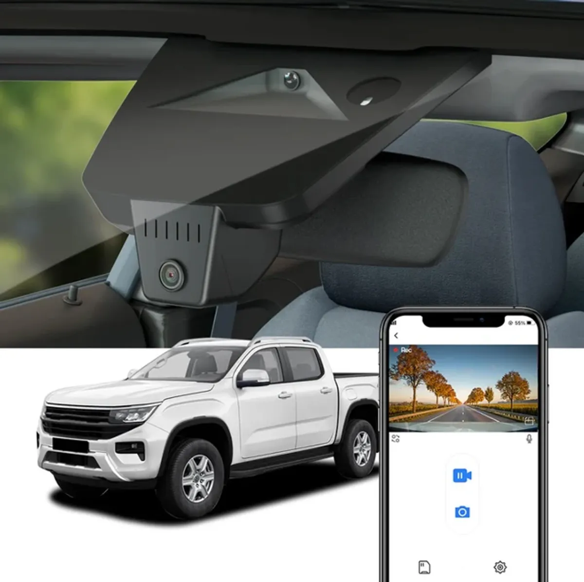 FitcamX HD2-D4400-4K-D 4K Dashcam (foran+bak) VW Amarok / Ford Ranger 2023-->