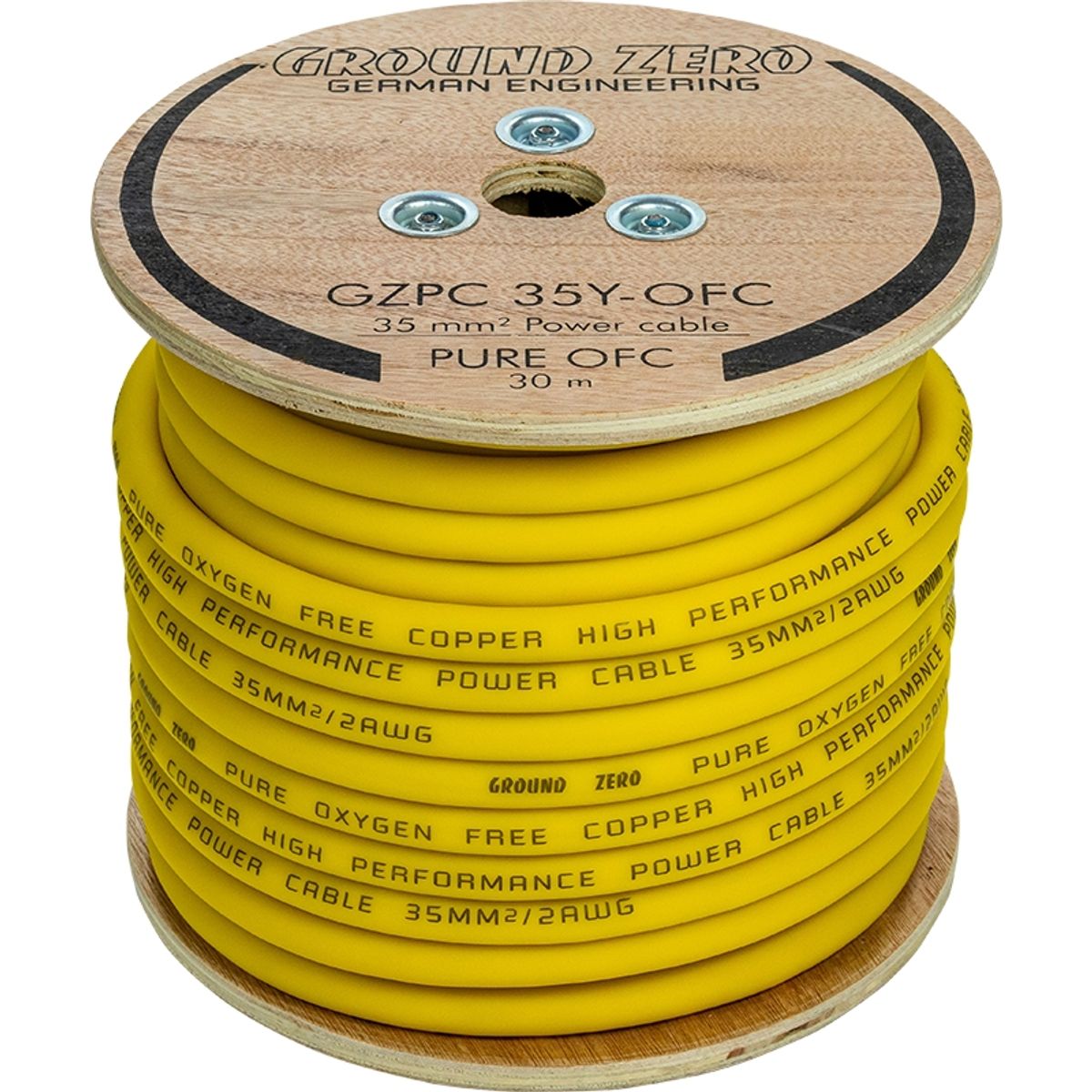 Ground Zero GZPC 35Y-OFC strømkabel 35mm2, gul 100% ren kobber (lm)